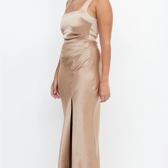 Satin Gold Evening Gown - Picture 3 of 6